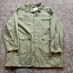 Chicos Field‎ Jacket Dark Willow Green Cotton Utility Workwear Size SM